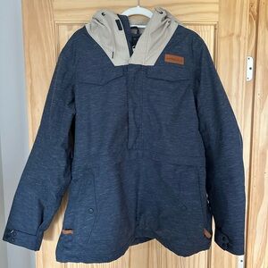 Oakley Dark Blue Ski Jacket with Beige Hood